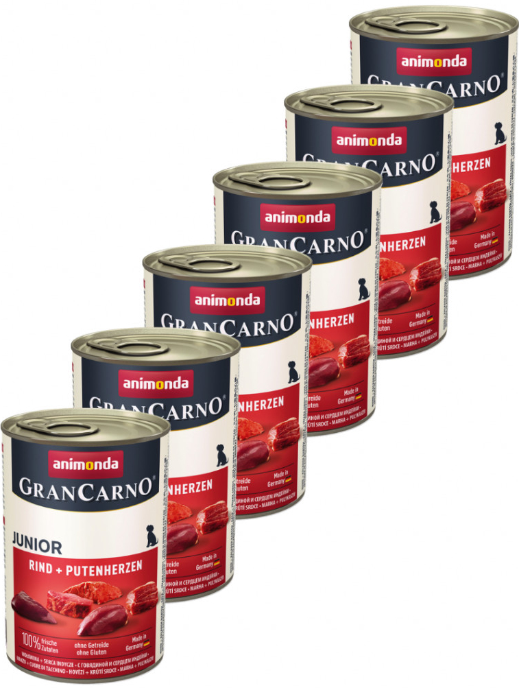 Animonda Gran Carno Junior hovädzie & morčacie srdcia 6 x 400 g