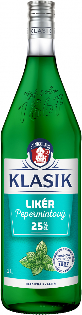 Klasik Pepermitový Likér 25% 1 l (čistá fľaša)