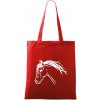 Kôň - hlava celá - Taška bavlnená - 42 x 38 cm ( Červená )