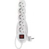 P1521R Predlžovací kábel 1,5 m / 5 zásuviek / s vypínačom / biely / PVC / 1,5 mm2