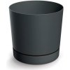 Prosperplast Plastový kvetináč TUBOS P s miskou tmavošedý matný, variant 19,9 cm