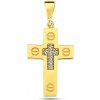 Lillian Vassago Originálny zlatý prívesok krížik so zirkónmi LLV98-GP098Y
