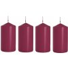 Adventné sviečky CLASSIC 4ks 4x6cm - bordové