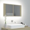 LED kúpeľňová zrkadlová skrinka dub sonoma 80x12x45 cm akryl-ForU-804967