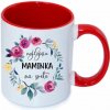 Vtipný hrnček farebný maminka kvety Farba: Červená