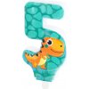 Party Narodeninová sviečka dinosaurus číslo 5, 8 cm