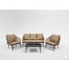 Garden Line SÚPRAVA ZÁHRADNÉHO NÁBYTKU Z TKANÉHO LANÁ (2 KRESLÁ + SOFA + STÔL) – BEŽOVÁ, VANKÚŠE – BEŽOVÁ *8517