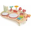 Drevený hudobný stôl Musical Table Tender Leaf Toys s bubnami xylofónom píšťalkou