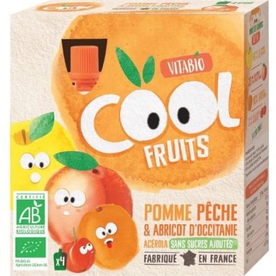 Vitabio ovocné BIO kapsičky Cool Fruits jablko, broskev, meruňka a acerola 4 x 90 g