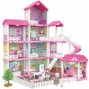 Mamido Mamido Domček pre bábiky so svetlami LED a dvoma bábikami 312 dielikov ružový MT1584
