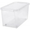 SmartStore Úložný box s bielymi klipmi a kolieskami Classic 70 l
