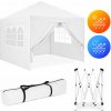 MultiGarden Záhradný pavilónový stan 3x3 m skladací automaticky + 4 bočné steny, biela MultiGarden
