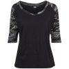 Ladies 3/4 Contrast Raglan Tee - black/darkcamo L