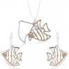 Šperky eshop - Strieborný set 925, vyrezávané ryby striebornej a medenej farby SP85.03