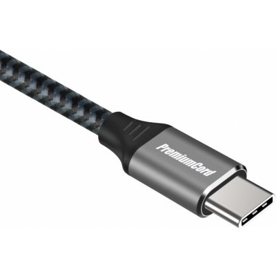PremiumCord Kábel USB-C M/M, 100W 20V/5A 480Mbps bavlnený oplet, 1,5m ku31cw15