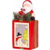Dekorácia MagicHome Vianoce, Darček so santom, LED, terakota, závesný, 9x8x17,7 cm
