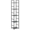 ModernHome CWJ3024144L Drevená policová jednotka s kovovým rámom a 5 policami, čierna