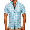 Blankytná pánska kockovaná košeľa s krátkym rukávom Bolf 201501