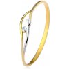 Šperky eshop - Prsteň zo žltého a bieleho 9K zlata, tenké ramená a vlnky, číry zirkón S3GG198.63 - Veľkosť: 49 mm