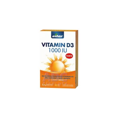 VITAR VITAMIN D3 FORTE 1 000 IU tbl s príchuťou maliny 1x90 ks