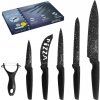 Royalty Line RL-MB5N 6-dielny set nožov s keramickou škrabkou, 19cm, 15,2cm, 12,5cm, 11cm, 9cm, čierna