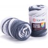 Špagát na macrame techniku YarnArt MACRAME CORD VR 3mm 910 biela sivá čierna