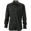James & Nicholson JN 619 popelínová košile dlouhý rukáv COT020619i96 černá/černobílá