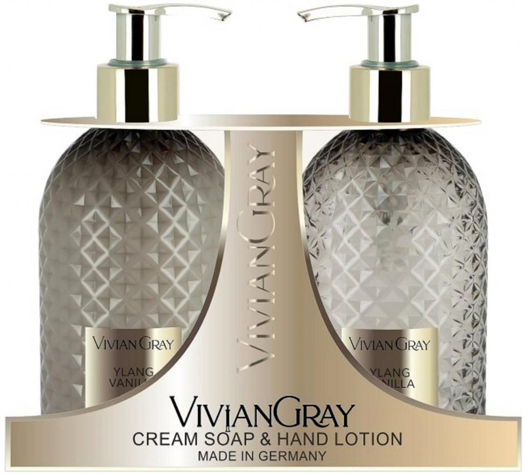 Vivian Gray Ylang and Vanilla luxusné tekuté mydlo s dávkovačom 300 ml + luxusný krém na ruky s dávkovačom 300 ml