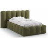 Khaki čalúnená jednolôžková posteľ s úložným priestorom s roštom 90x200 cm Lupine – Micadoni