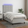 Box spring postel s matrací a LED světle šedá 100x200 cm textil Šedá 3134853