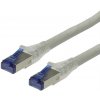 S/FTP (PiMF) Patchkábel LSOH 90m drôt cat.6a, AWG23, 500MHz, 10GBase-T, sivý, meď, s koncovkami RJ45