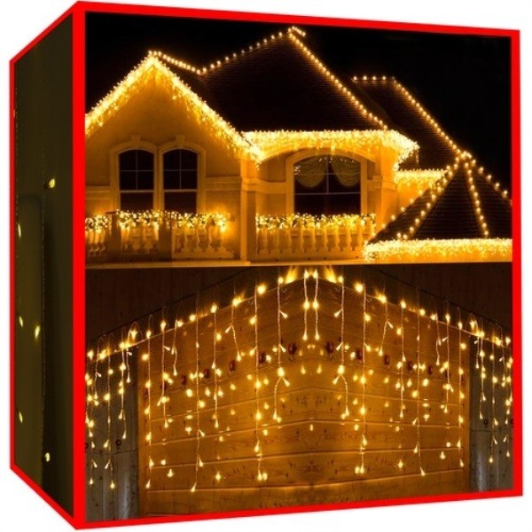 Izoxis 11519 Vianočný svetelný záves 300 LED, 2.48 W teplá biela 15 m