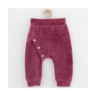 New Baby Dojčenské semiškové tepláčky Suede clothes ružovo fialová