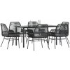 Súprava záhradného nábytku z umelého ratanu vidaXL, čierna, 7-dielna