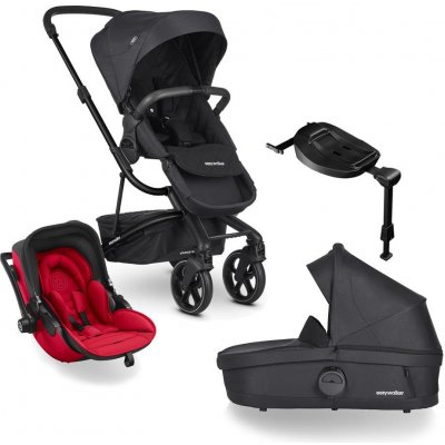 EASYWALKER Kočík kombinovaný Harvey3 Premium 4v1 Jet Black All Black/Chilli Red VP-F173415