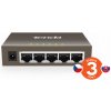 Tenda TEG1005D - 5x 10/100/1000 Mbps Kovový Switch, Fanless - bez ventilátorů, ochrana 6 kV
