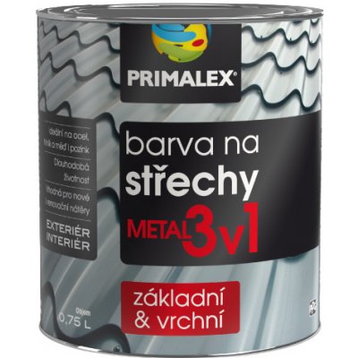 Primalex Metal 3v1 Farba na strechy 0,75 L metal grafitová