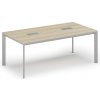 Rokovací stôl PRIMO INVITATION, 200x100 cm, dub prírodný + 2x stolná zásuvka TYP II, strieborná