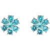 Strieborné náušnice kvetinky s tyrkysovými zirkónmi