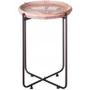 Drevený kruhový stolík v hnedom farebnom prevedení na kovových nohách vo vintage rustikálnom štýle 43 x 57 cm 39692