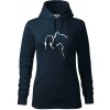 Kôň a ja silueta - Mikina dámská Cape s kapucí - XL ( Tmavomodrá (veľmi tmavá - skoro čierna) )