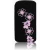 Puzdro HTC Desire HD čierne s kvietkami