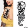 REBELULU Dočasné tetovanie tetovačka veľký rukáv, vodotesná dočasná tetovacia nálepka Muži Totemové tetovanie Skull Ornament Watch