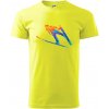 Skokan na lyžiach splash - Klasické pánske tričko vyššej gramáže - 2XL ( Neonová žltá )
