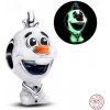 Charm Sterlingové stříbro 925 Disney, Ledové království Olaf - veselý sněhulák, svítí ve tmě, korálek na náramek film