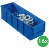 Allit Plastový regálový box ShelfBox typ A 91 x 300 x 81 mm 16 ks modrý