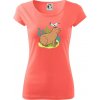 Kapybara a vtáčik - Dámske tričko Pure - 2XL ( Korálová )