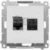 Kontakt-Simon T62.01/114 Simon 55 Dvojitá počítačová zásuvka RJ45 kategorie 6, s protiprachovou clonou (modul) Světle šedá matná T62.01/114