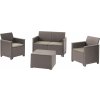 KETER ELODIE 2 SEATER SOFA SET SMOOTH ARMS WITH STORAGE TABLE cappuccino/piesková