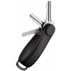 Kľúčenka Orbitkey Kožená 2.0 Crazy Horse Obsidian Black - čierna s červeným prešívaním